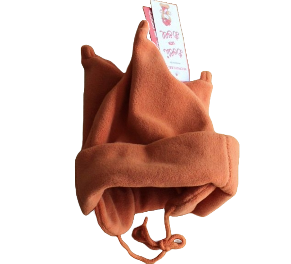 Fleecemütze, Teufelsmütze  mit Ohrenklappen, Orange, Größe 47