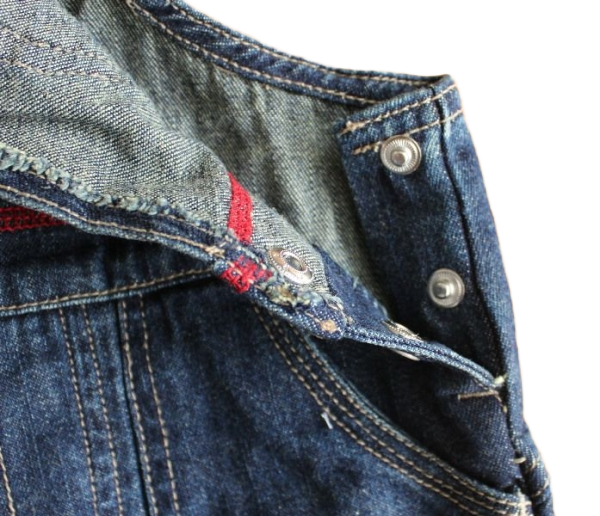 Jeans Latzhose blau mit roter Steppung  Größe 68-92  100% cotton