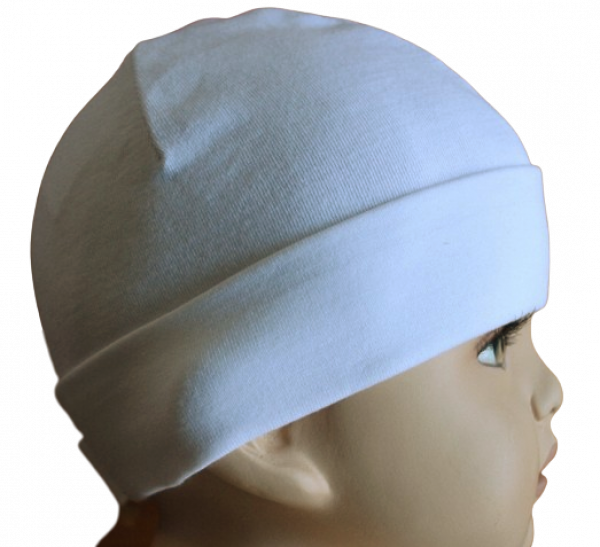 Trikotmütze mit Umschlag weiß cotton UV Schutz Größe 41-45