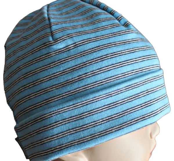 Umschlagmütze pure pure azur/wasser  100% kbA cotton Größe 53, 55