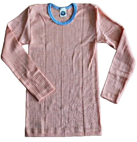 Kinder Hemd Seide/Wolle-Baumwolle 1/1Arm, farbig, Größe 140