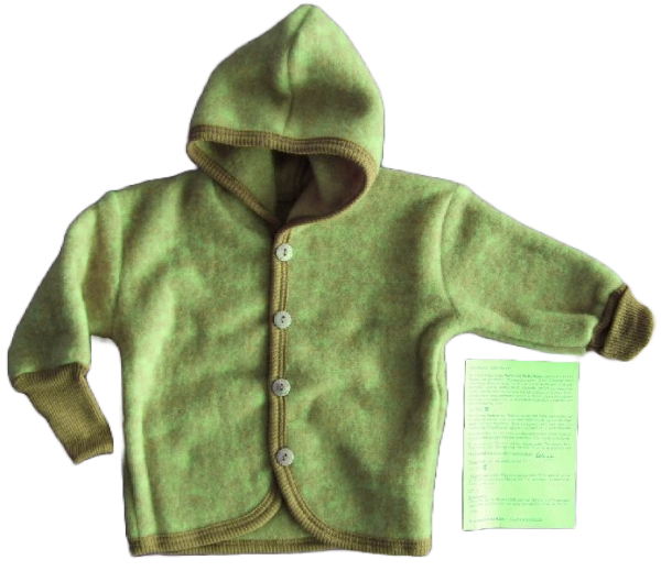 Jäckchen mit Kapuze Wollfleece kbT Fb. lindgrün melange Jäckchen mit Kapuze Wollfleece kbT Fb. lindgrün melange