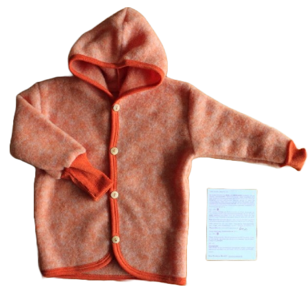 Jäckchen mit Kapuze Wollfleece kbT Fb. safran orange Jäckchen mit Kapuze Wollfleece kbT Fb. safran orange