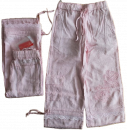 Leinen Hose mit Perlenstickerei