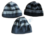 Beanie Strickmütze Wolle/PA schwarz/grau windstopp Größe 51, 53