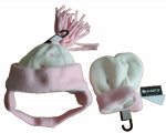 Fleecemütze Handschuh Set Rose, mit Ohrenklappen, gedoppelt