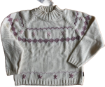 Pullover mit Stickbordüre wollweiß